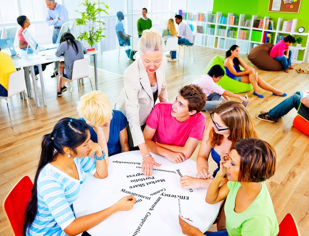 Students learning in a classroom
